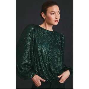Glamorous Emerald Sequin Blouse